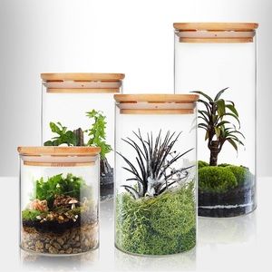 6 oz plastic jars with bamboo lids